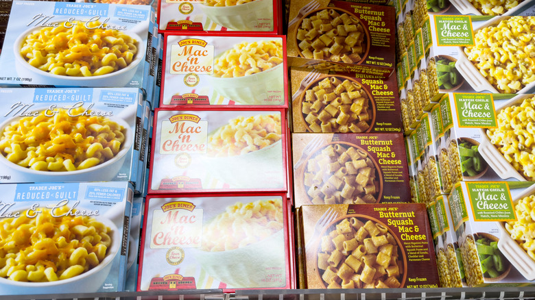 Various flavors of Trader Joe's frozen mac and cheese