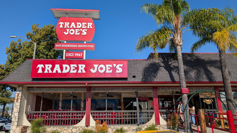 Trader Joe's storefront with palm trees