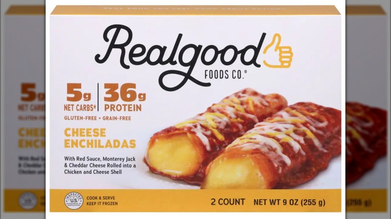 A box of Realgood Food Co. cheese enchiladas