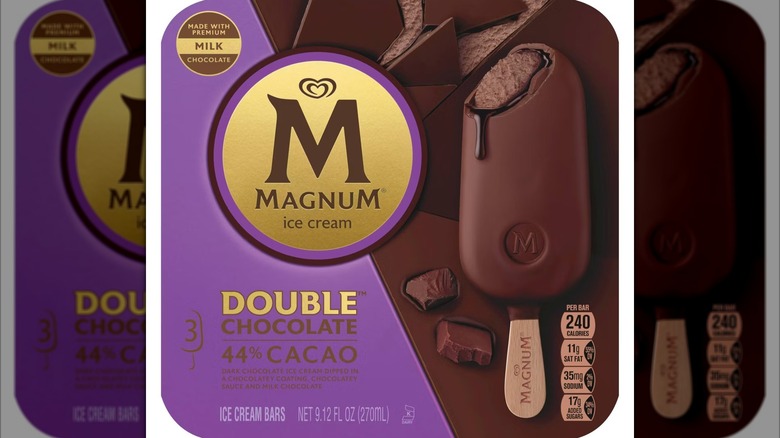A box of Magnum Double Chocolate Ice Cream Bars.