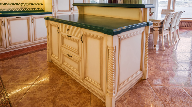 Kitchen with two-tiered island