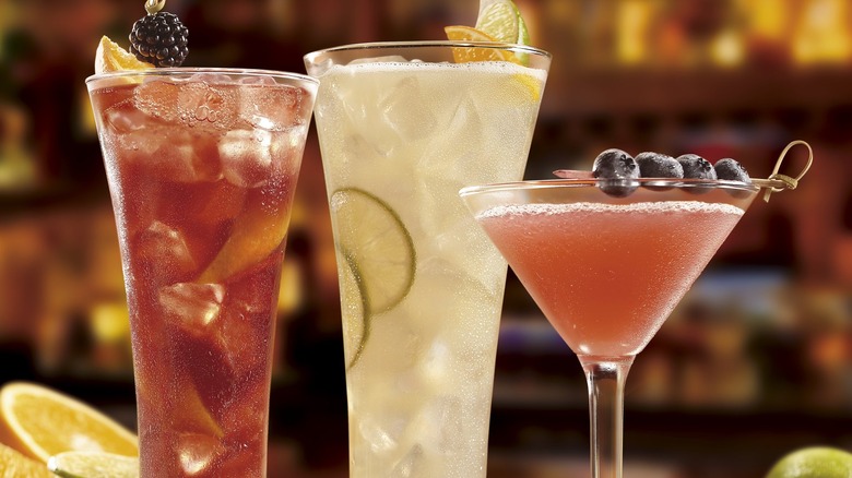Assorted LongHorn Steakhouse skinny cocktails in glasses