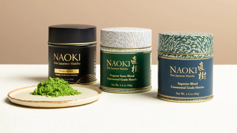 three matcha containers from Naoki