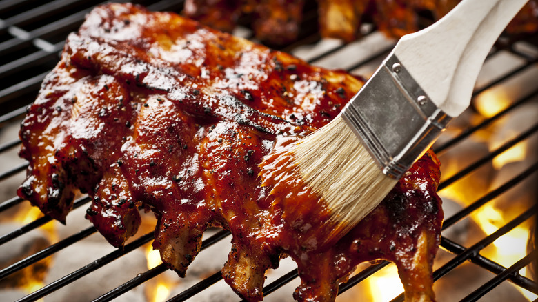 Baby back ribs on the grill