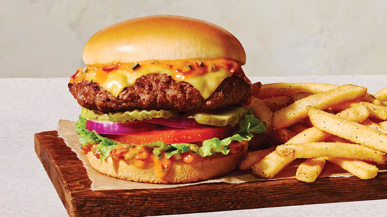 Burger from Applebee's with fries