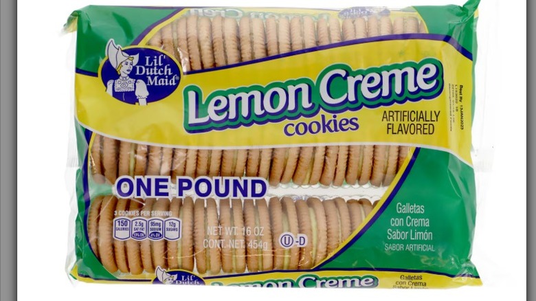 A package of Lil' Dutch Maid Lemon Creme Cookies against a white background