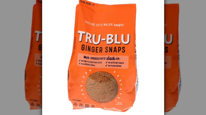 A bag of Tru-Blu Ginger Snaps against a white background