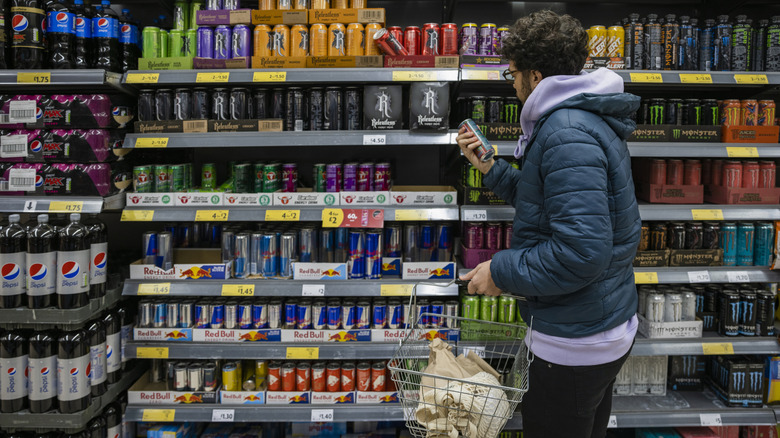Man shopping for beverages