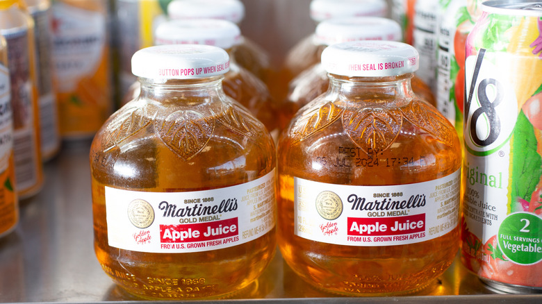 Bottles of Martinelli's Gold Medal Apple Juice