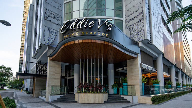 The exterior of an Eddie V's Prime Seafood restaurant