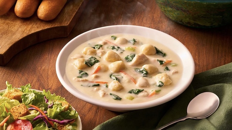 a bowl of chicken gnocchi soup