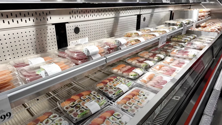Display of sushi platters at Costco