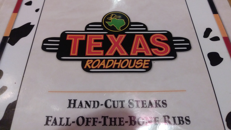Close-up of Texas Roadhouse menu
