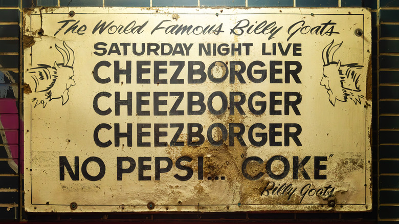 Sign on the exterior of the Billy Goat Tavern in Chicago, Illinois