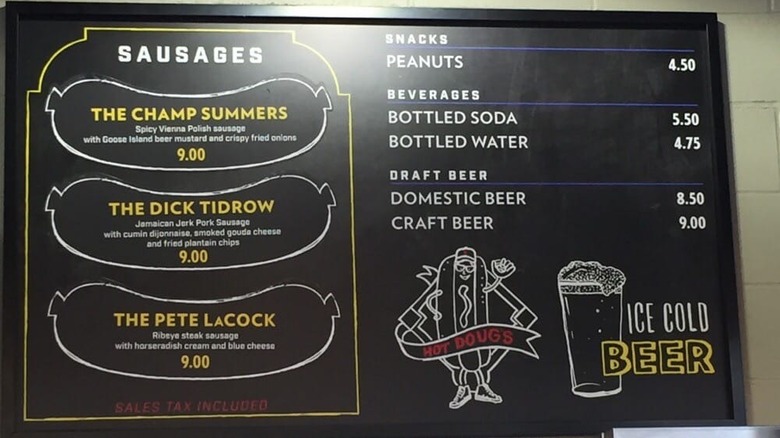 A menu board in the former restaurant Hot Doug's Sausage Superstore in Chicago, Illinois