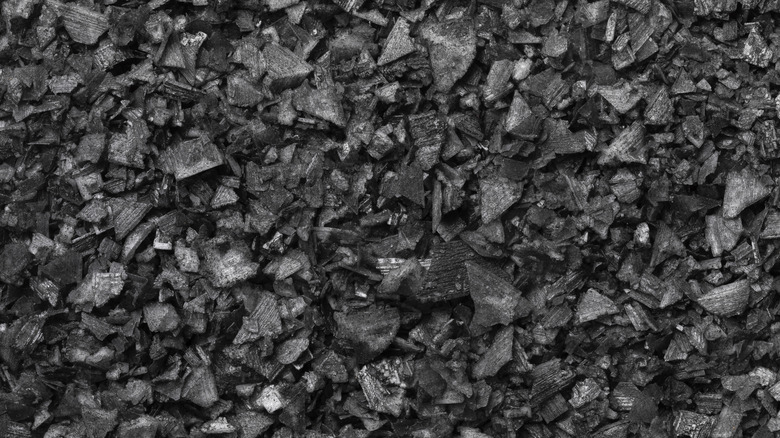 close up of crystals of black salt
