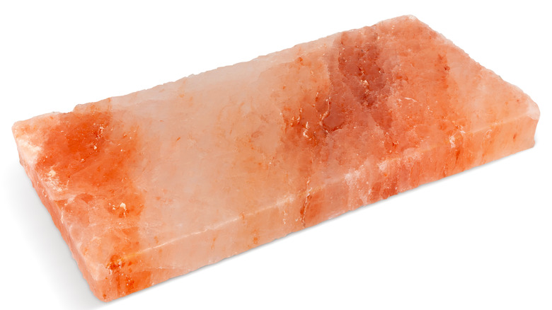 a brick of pink Himalayan rock salt