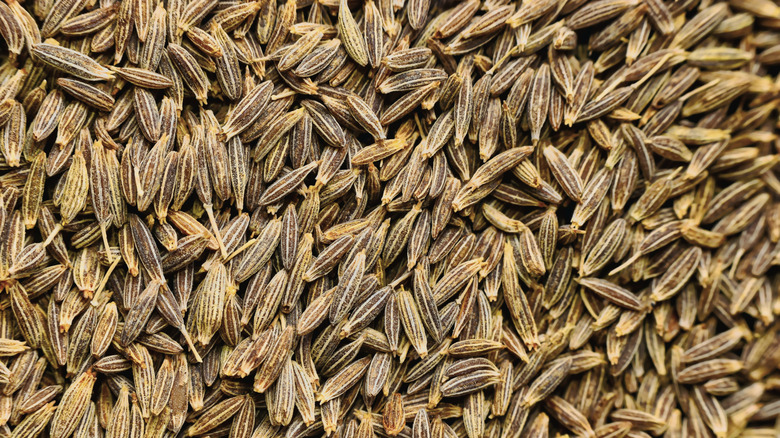 A pile of cumin seeds ready to be ground