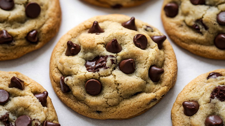 Close up of chocolate chip cookies