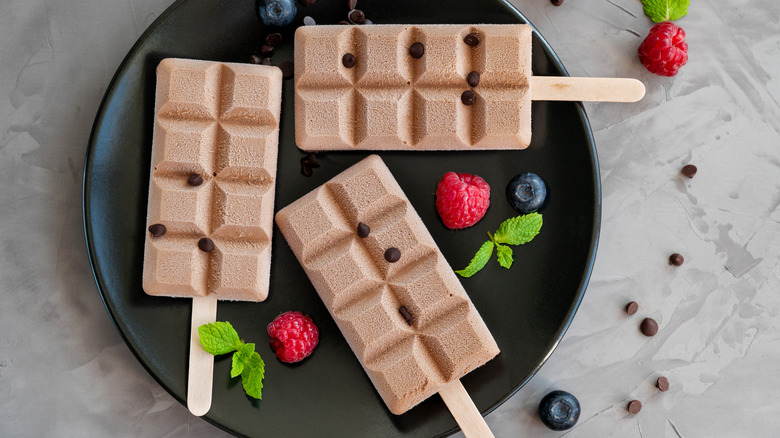 Homemade chocolate pudding pops