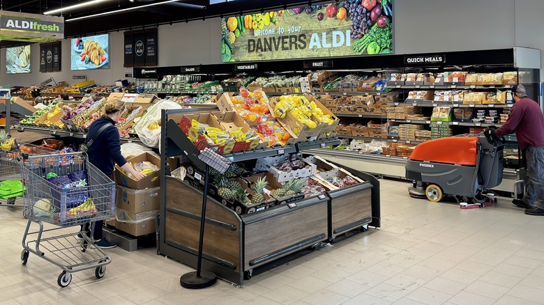 Produce section of an Aldi supermarket