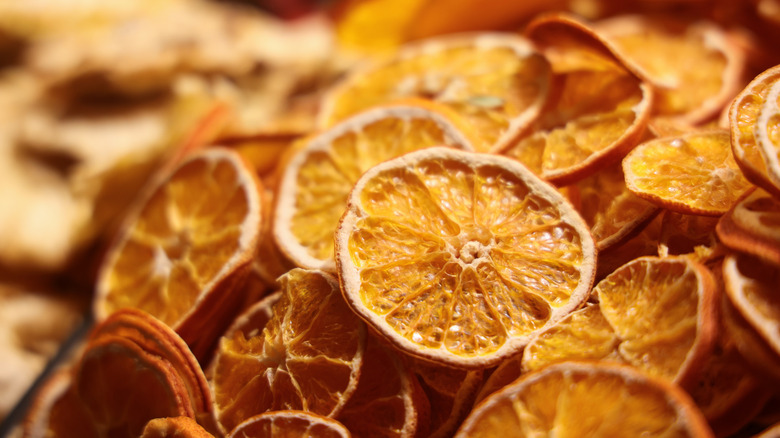 A pile of dried lemon slices