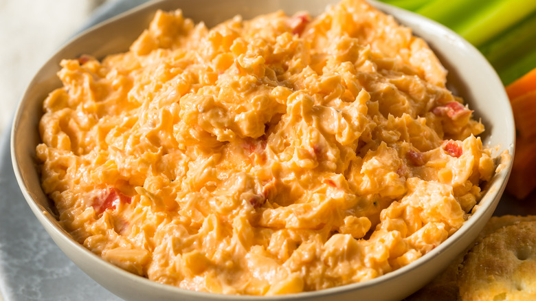Pimento cheese dip in a bowl