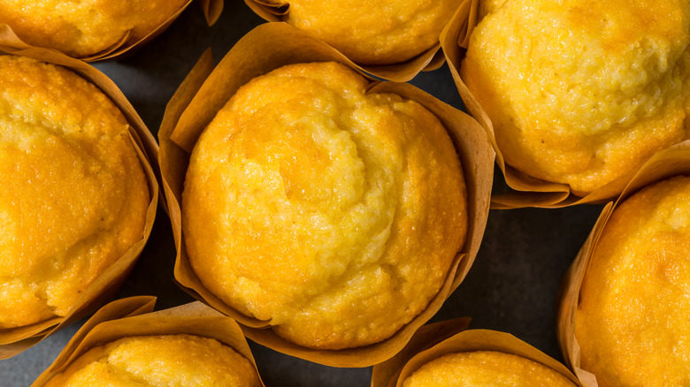 Closeup of corn bread muffins