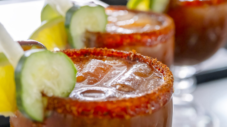 Michelada with spiced rim