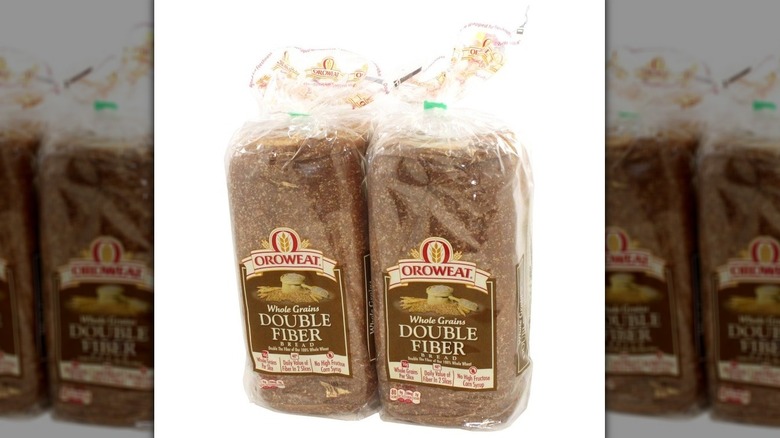 Two loaves of Oroweat Double Fiber bread