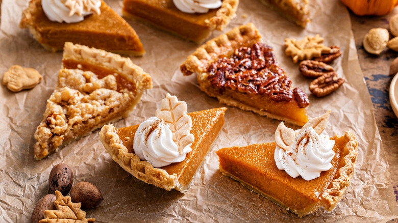 An array of Thanksgiving pie slices
