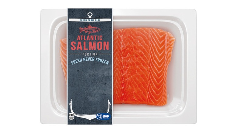 Fresh Never Frozen Atlantic Salmon Portion from Aldi.