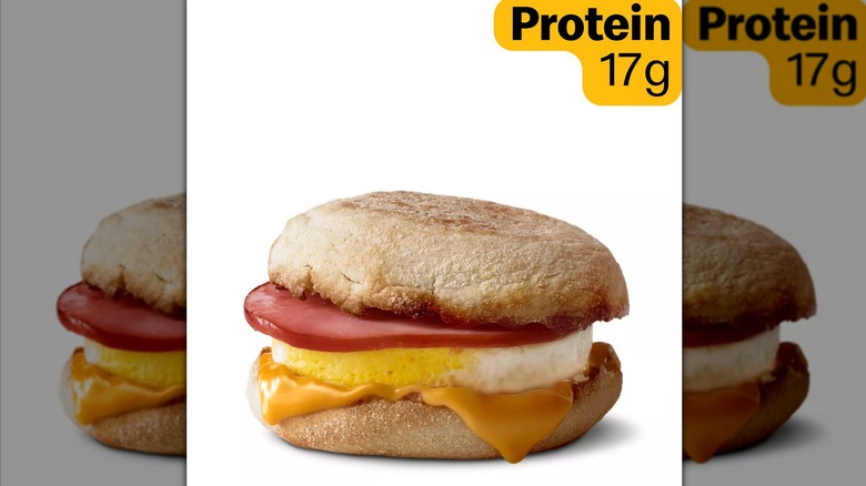 McDonald's Egg McMuffin with a protein badge