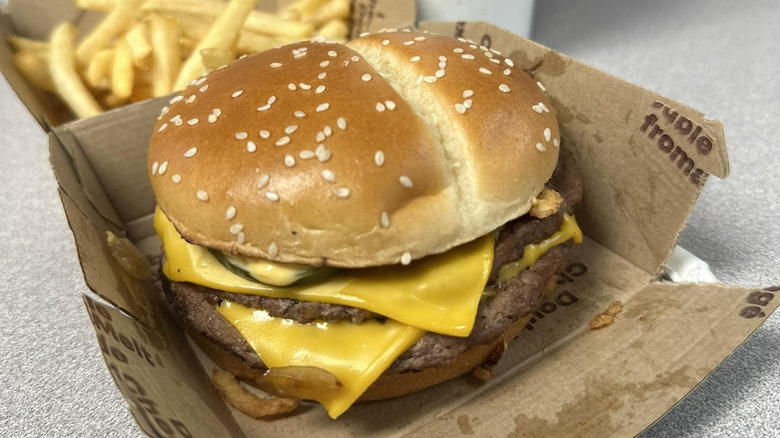 A Double Cheesy Melts sits in its packaging