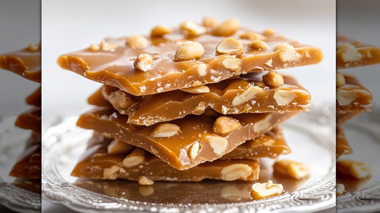 Plate of peanut brittle