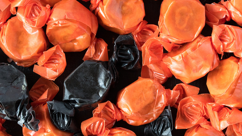Black and orange wrapped Peanut Butter Kisses