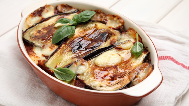 eggplant layered lasagna dish