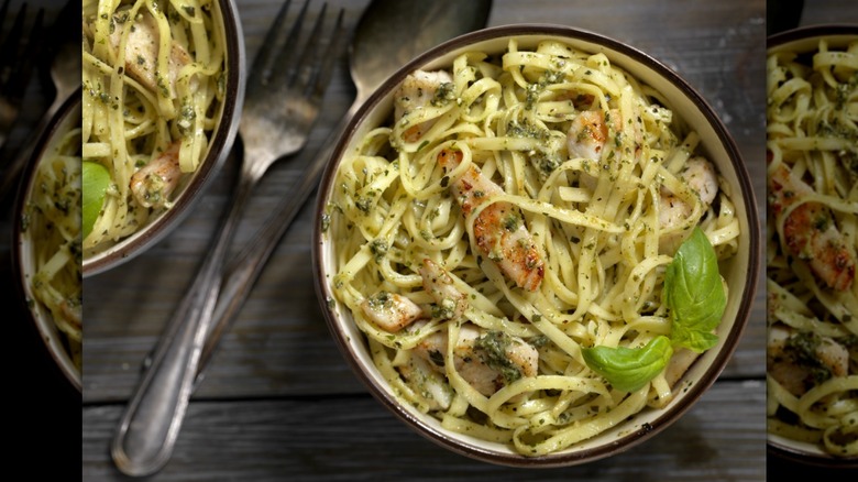 grilled chicken and pasta in bowl