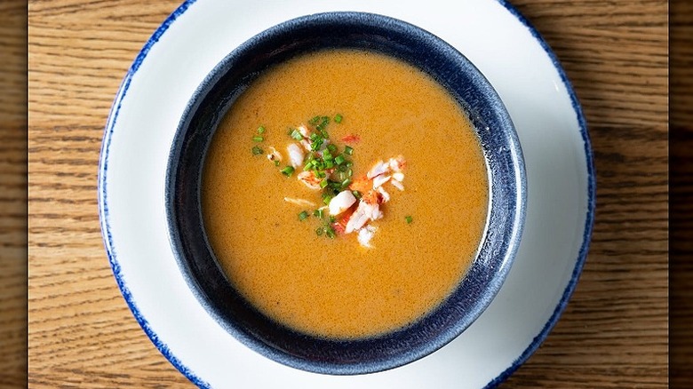 A bowl of lobster bisque at Legal Sea Foods