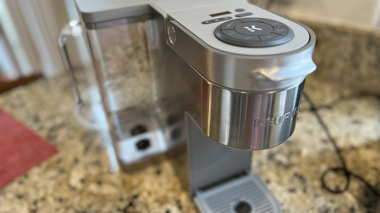 exterior of silver Keurig machine