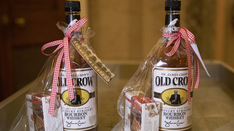 Bottles of Old Crow bourbon