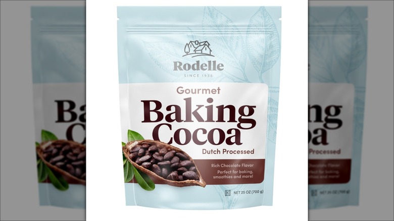 A bag of Rodelle Gourmet Baking Cocoa Powder.