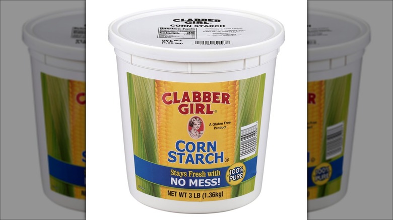 A bucket of Clabber Girl Cornstarch.