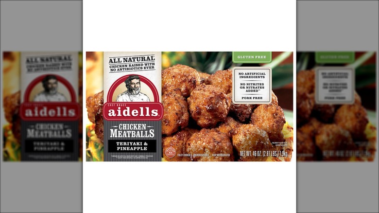 A box of meatballs sits against a white background.