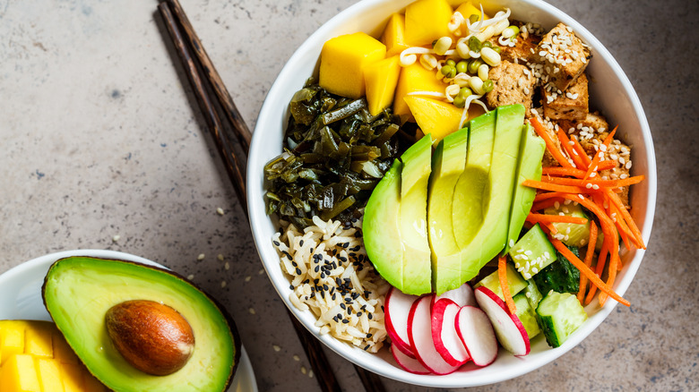 vegan sushi bowl with tofu