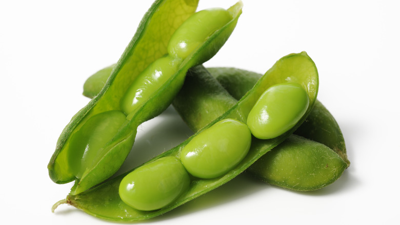 open soy bean pods 