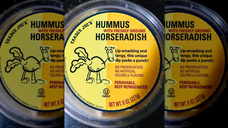 Container of Trader Joe's Horseradish Hummus.