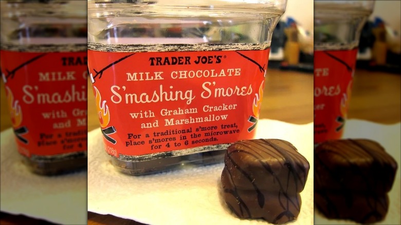 Container of Trader Joe's Milk Chocolate Smashing S'mores.