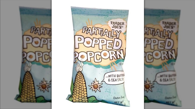 Bag of Trader Joe's Partially Popped Popcorn.