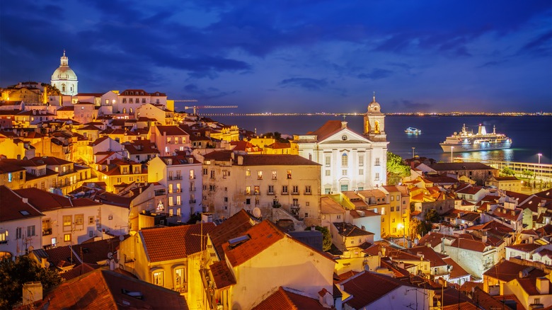 Lisbon old city at night